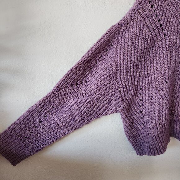 Elizabeth and James Knit Sweater Giada Purple Cropped Oversize Metallic Gold XL - Picture 6 of 8